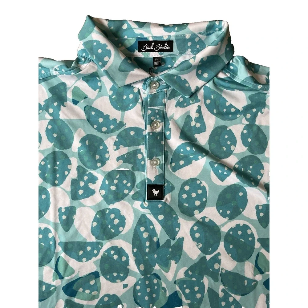 Bad Birdie Bam Bam Golf‎ Polo Shirt Blue Teal Green Sizes XL